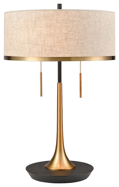 Elk Lighting Magnifica 2-Light Table Lamp, Aged Brass /Black