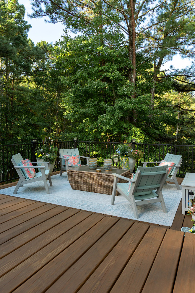 Inspiration for a transitional backyard second story metal railing deck remodel in Atlanta with a bbq area and no cover