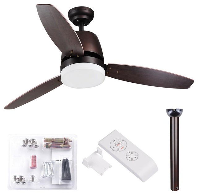 52 Bronze Ceiling Fan With 3 Changing Color Led Light And Remote Control