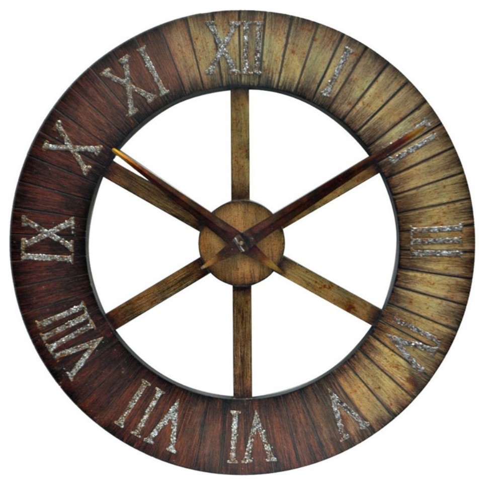 Roman Numerals Metal Wall Art with Clock