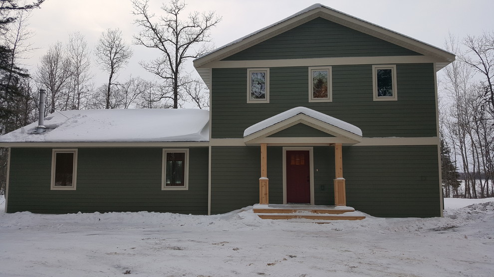Home design - rustic concrete fiberboard multicolored home design idea in Minneapolis