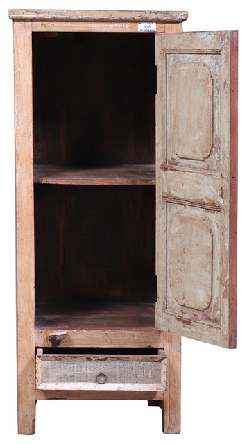 distressed wood storage cabinet
