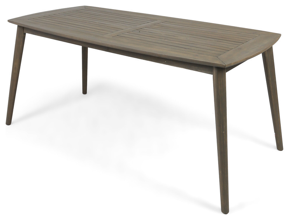 GDF Studio Fred Outdoor Acacia Wood Rectangular Dining Table, Gray