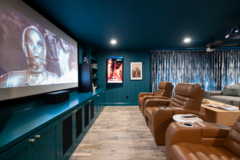 Moody modern transitional home theater - Transitional - Home Theater ...
