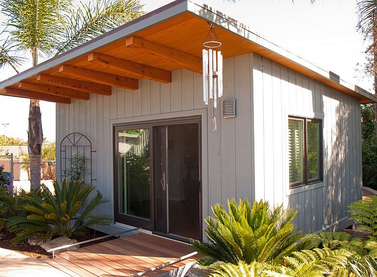 Design ideas for a small transitional shed and granny flat in San Diego.