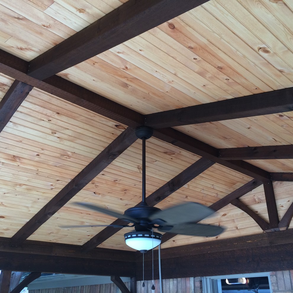 Patio Cover Remodel Flat to Vaulted Ceiling Dallas by Allen Rustic
