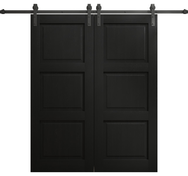 Double Barn Door Ego 5010 Painted Black Oak 13FT Rail Track Set, 84