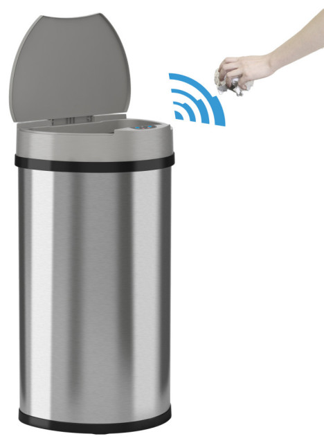 iTouchless 13 Gallon Semi-Round Sensor Trash Can with AbsorbX Odor ...