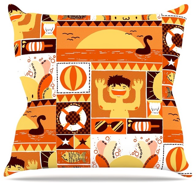 Tobe Fonseca "Summer" Orange Seasonal Throw Pillow, Indoor, 16"x16"