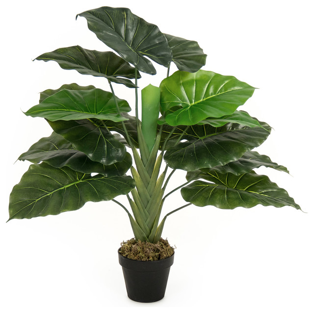 Faux Large Green Leafed House Plant, Pot - Artificial Plants And Trees ...