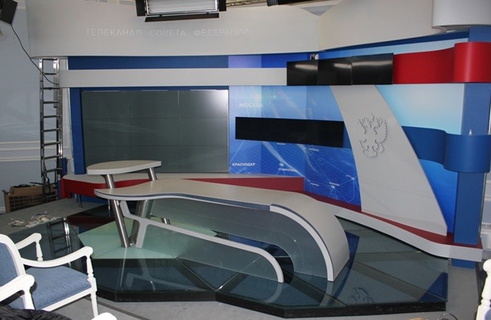 Телеканал «Вместе РФ» Изготовление всех декорации из акрилового камня Сщкшфт