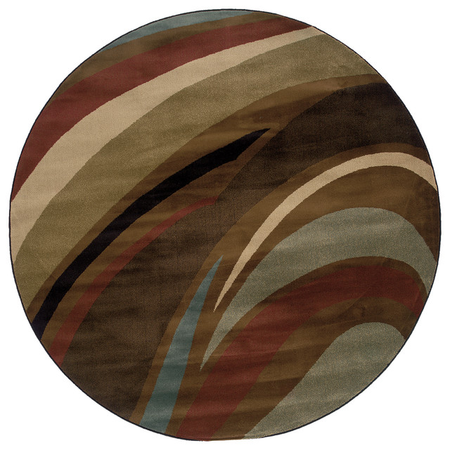 Oriental Weavers Hudson 2666f Brown Abstract Area Rug 7 8 Round