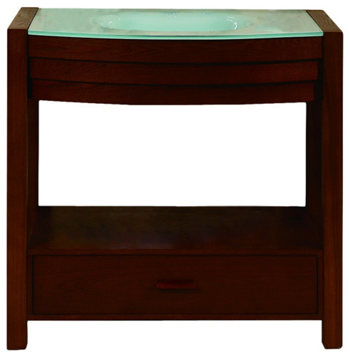Walnut Finish Curved Front Vanity