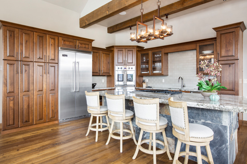 Mountain style kitchen photo in Denver