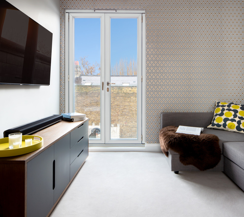 Design ideas for a contemporary home theatre in London.