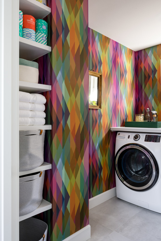 Laundry room - eclectic laundry room idea in Seattle