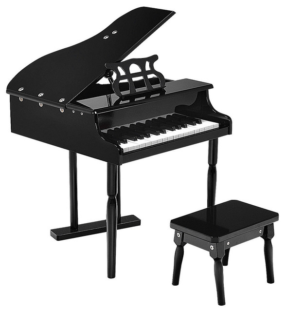 wooden baby grand piano
