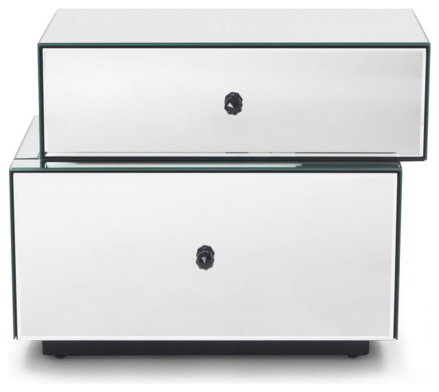 Tada Mirrored Modern Night Stand Contemporary Nightstands And
