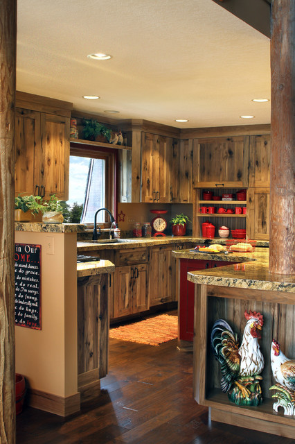 Rustic Farmstead Hickory Reclaimed Patina Farmhouse Kitchen
