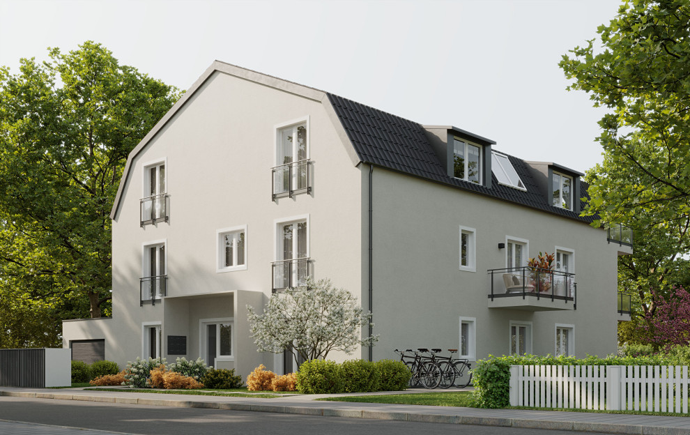 Blick auf die Villa bei Tag von der Straßenseite aus