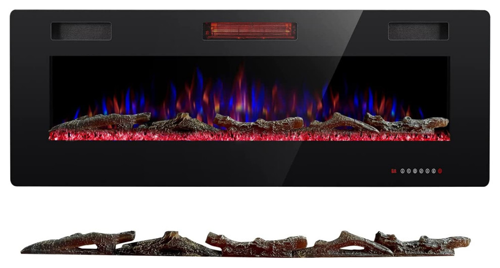 5 Pieces Log, The Slot of The 50IN Recessed and WallMounted Fireplace