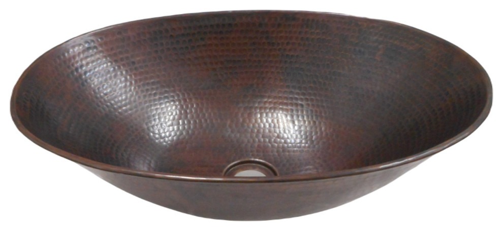 Aged Copper 17" Oval Copper Vessel Bathroom Sink