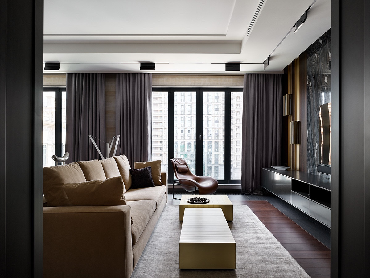 Люкс интерьер гостиной в Квартире 120 кв. м. в Современном стиле