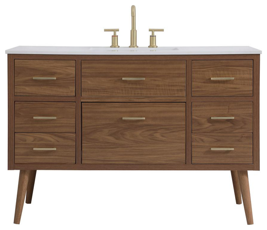 Walnut Brown Bathroom Vanity Midcentury Bathroom Vanities And