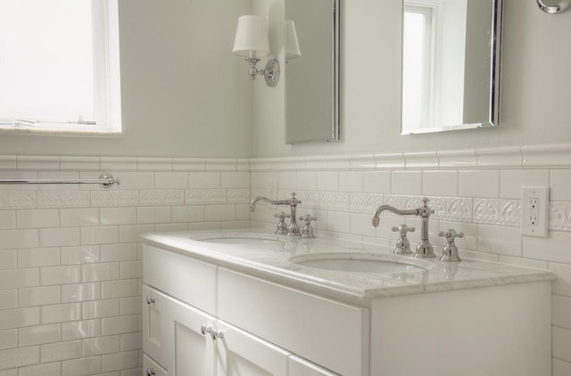 Traditional White Subway Tile Bathroom