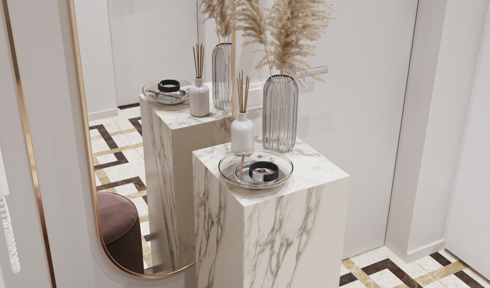 Частный дом 192м2овальное зеркало тумба в прихожую