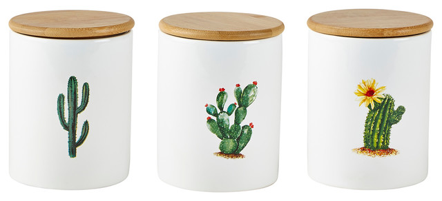 KJ Collection 3-Piece Set Cactus Storage Pots