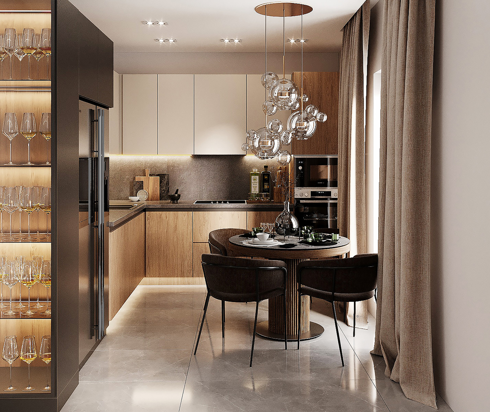 Большая кухня0гостиная в частном доме