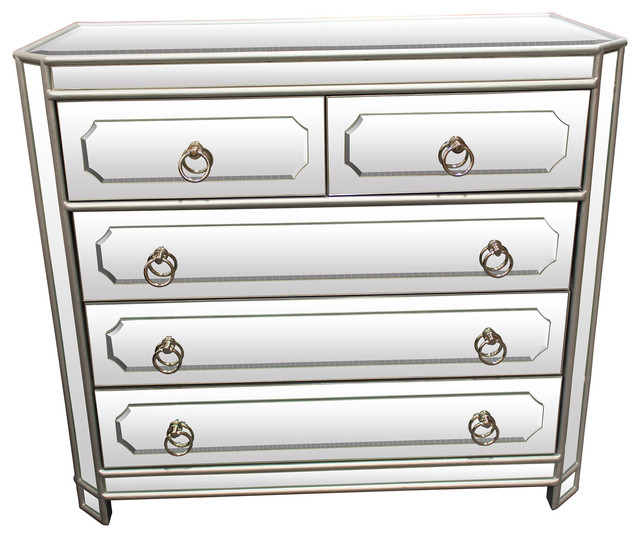Mya Silver Mirrored Hall Chest Transitional Dressers By Mya Silver Mirrored Hall Chest