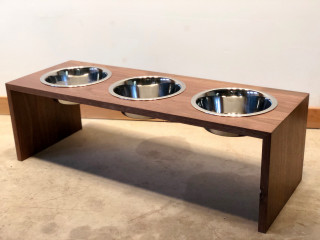 slate. Medium - Large Dog, Modern Stainless Steel 3 Bowl Elevated Dog Feeder Stand, 9 Tall. Raised Feeding Station for 2 Dogs, 3 Dog NMN Designs