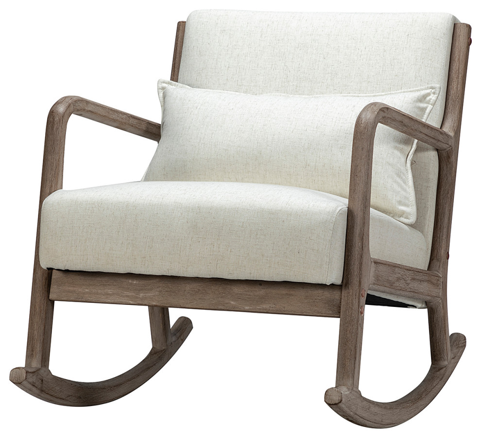 Upholstered Rocking Chair With A Lumbar Pillow Midcentury Rocking