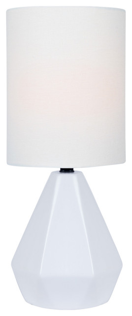 Mason Mini Table Lamp in White Ceramic with White Linen Shade E27 A 60W