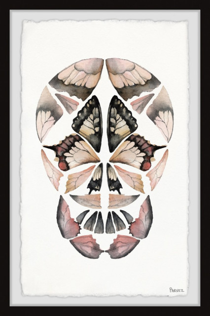 "Kaleidoscope Butterfly Skull II" Framed Painting Print, 20"x30"