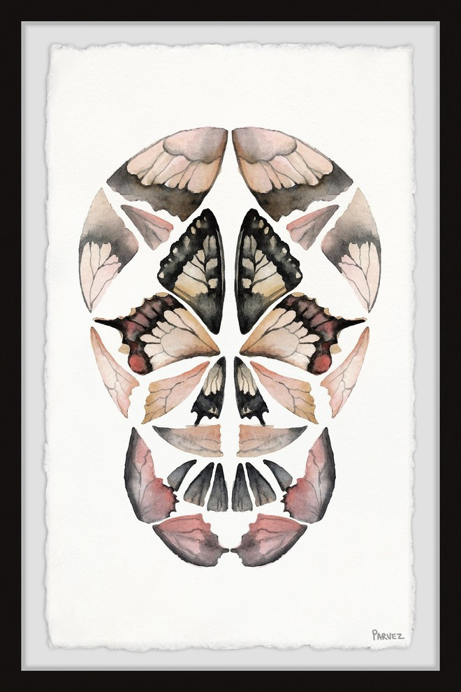 "Kaleidoscope Butterfly Skull II" Framed Painting Print, 20"x30"