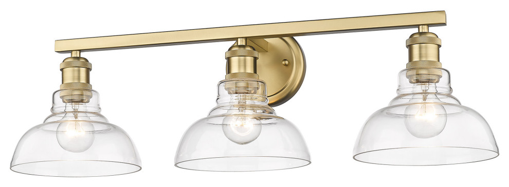 Golden Lighting 0305-BA3 CLR Carver 3 Light 28"W Bathroom Vanity - Brushed