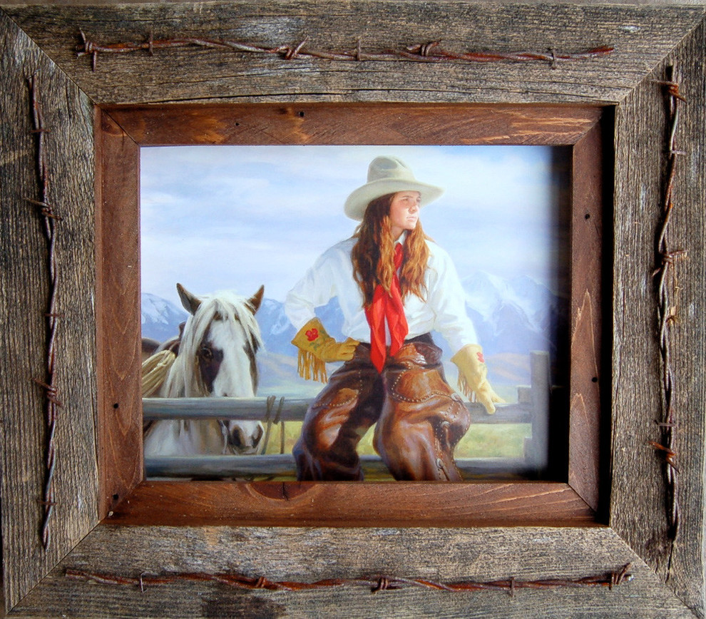 Texas Vaquero Western Frame With Barbed Wire Quality Western, 8"x10"