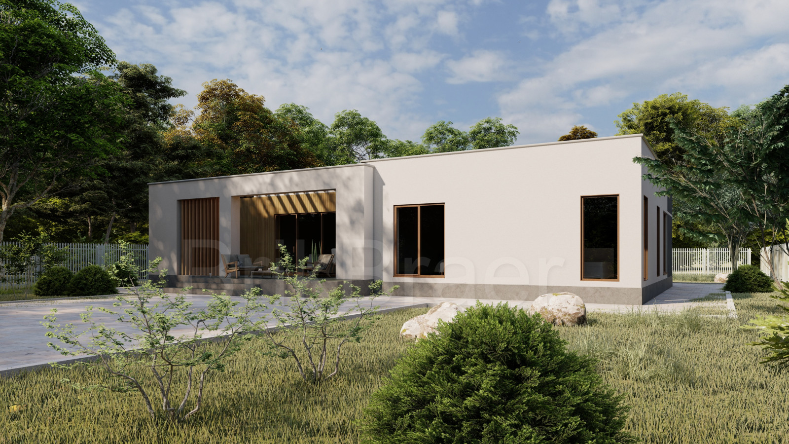 Проект дома №147 с плоской кровлей площадью 220 м2