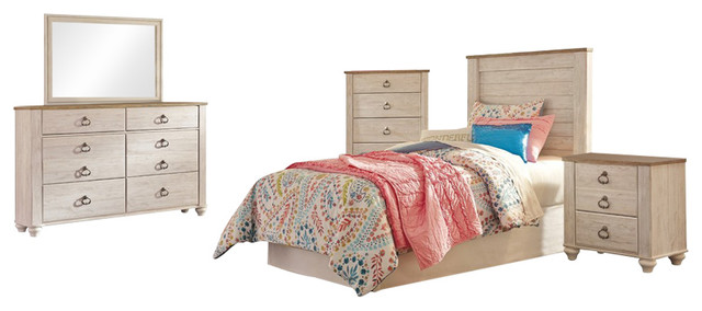 Ashley Willowton 5 Piece Twin Panel Bedroom Set With Chest White