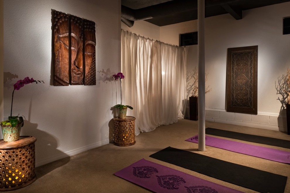 Inspiration for an asian home yoga studio in Los Angeles.