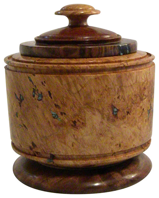 Handturned Medium Lidded Bowl or Urn, Maple Burl Traditional