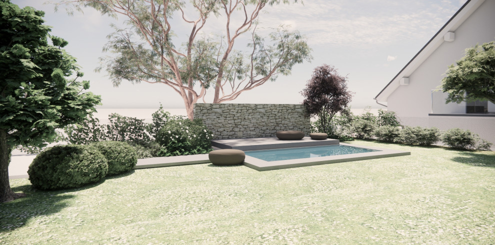 Blütenreicher Landhausgarten mit Pool