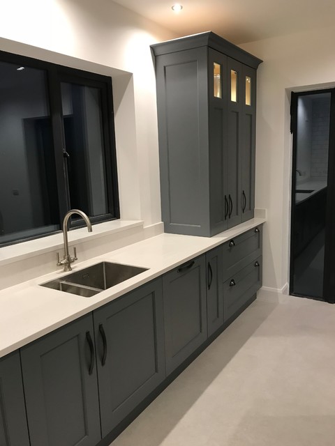 Painted grey wolf kitchen & oak traditional-kitchen