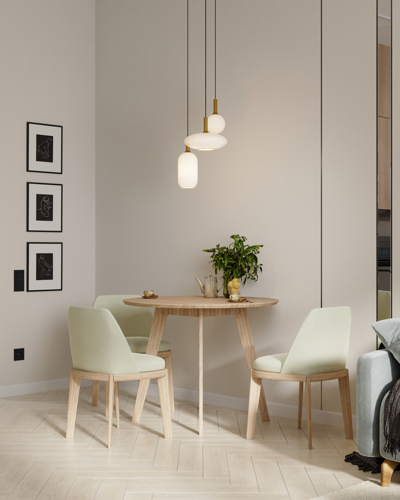 Дизайн-проект квартиры, площадью 59,25 м2, мкр Северный, жк Риф