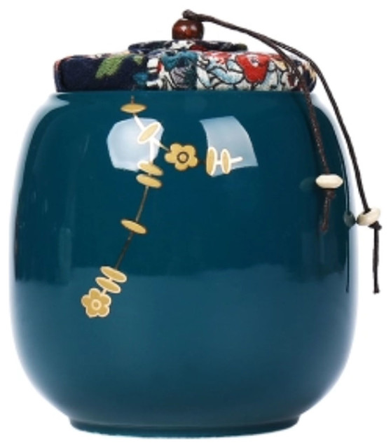 Japanese Ceramic Tea Canister, A27 Asian Kitchen Canisters And Jars