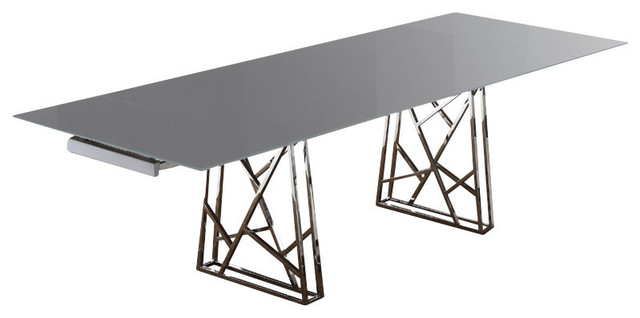 Borg Dining Table Base With Gray Glass Top