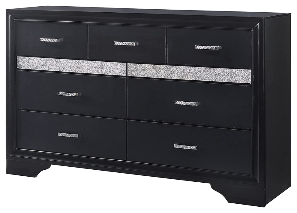 Elegant Dresser, Spacious Drawers With Shimmering Silver Pull Handles ...